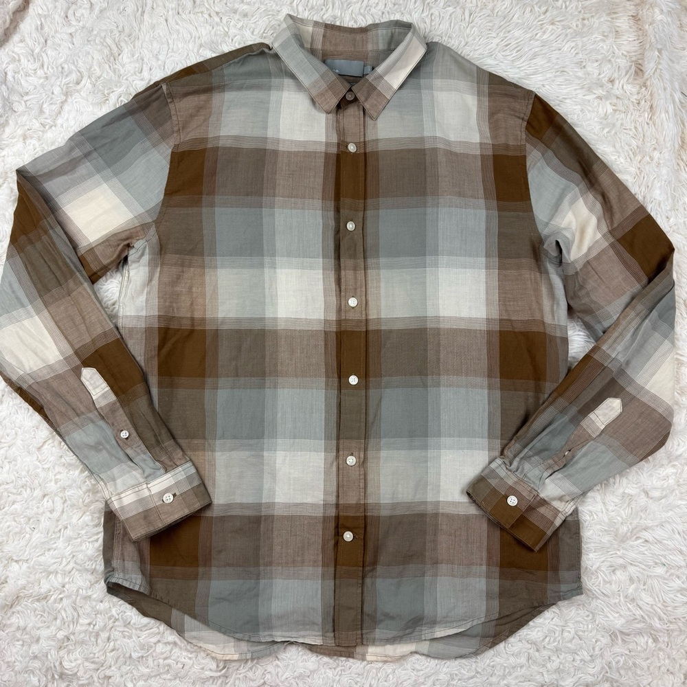 Vince Men’s Plaid Classic Fit Button Up Shirt Size L